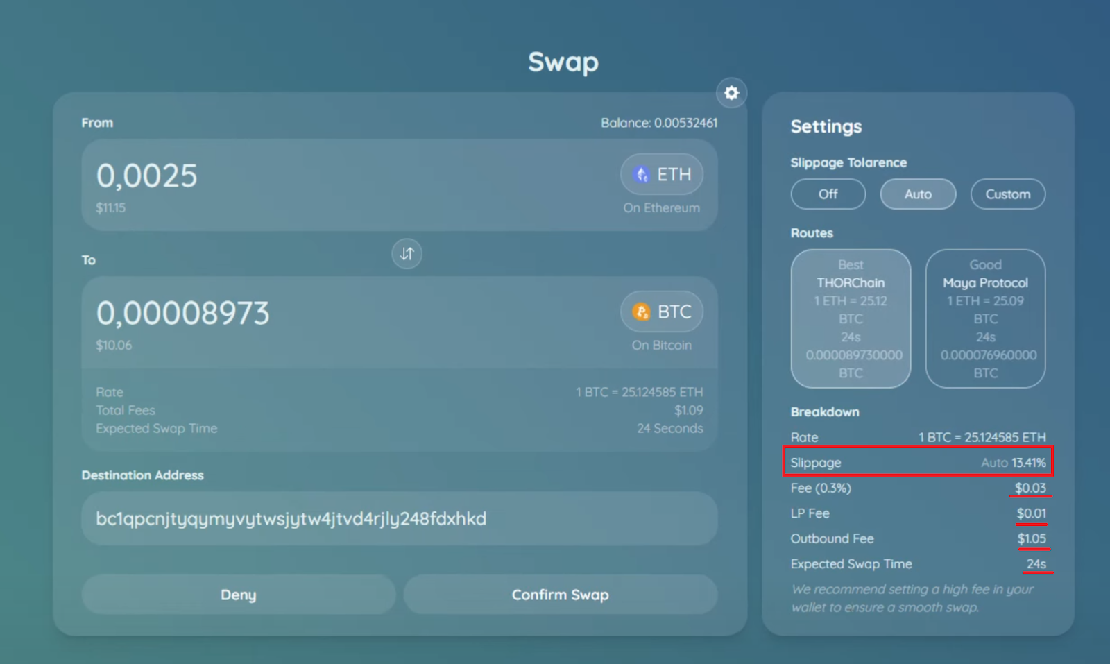 Trade Ethereum to Bitcoin using MetaMask
