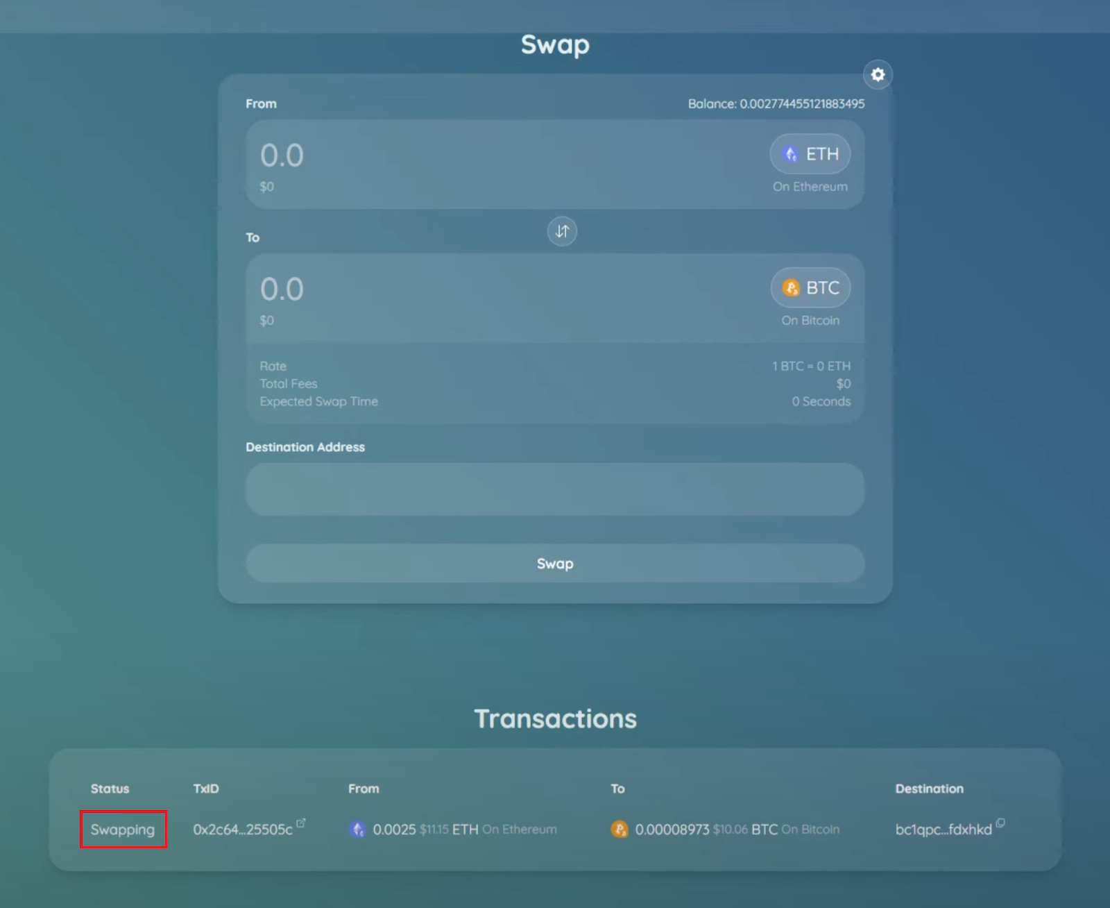Trade Ethereum to Bitcoin using MetaMask